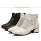 Women's Spring and Summer Thick with Hollow Breathable Mesh Toe Cap Sandals Women's Casual Shoes Work Shoes Sandals Boots Mid-heel Shoes Wedding Shoes