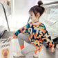 Girls Long-sleeved Spring and Autumn Two-piece Set Simple Fashion Letter Printing Pullover Sweater Slim Trousers Sports and Leisure Children Clothing