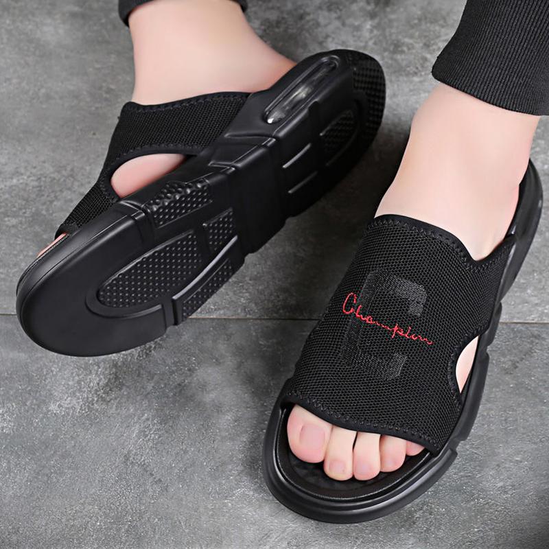 Summer Men's Heightened Air Cushion Sandals Anti-sweat Youth Sports and Leisure Beach Sandals and Slippers
