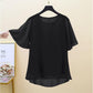 Large Size Chiffon Shirt Women's Short-sleeved Mother's Clothes Loose and Thin Maternity Clothes Tops Round Neck Bottoming Shirts