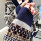 Autumn Winter Vintage Printed Cardigan Sweater Korean Knitwear Casual Loose V-neck Knitted Cardigan Coat tops