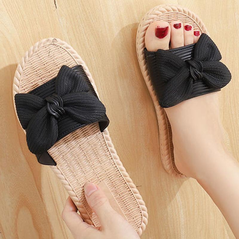 Slippers Women's Outer Wear Beach Slippers Korean Fashion All-match Sandals and Slippers Bow Slippers Non-slip Slippers