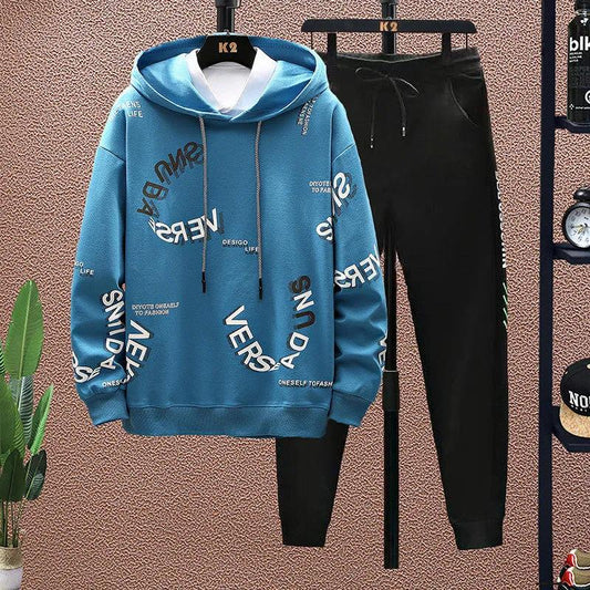 Men Pullover Suit Spring Hooded Pullover and Casual Pant School Trend Sweater Suit  Sports Suit