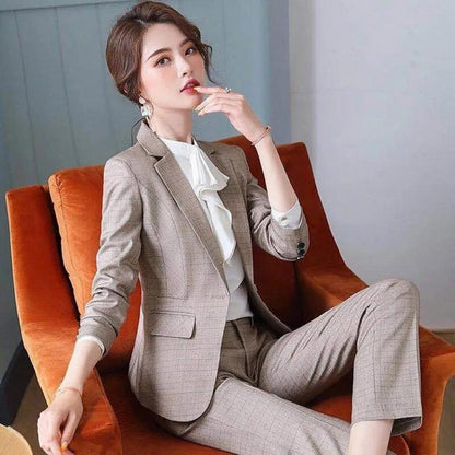 Spring and Autumn Suit Two-piece Suit Temperament Business Wear Fashion Casual Work Wear Formal Jacket Women