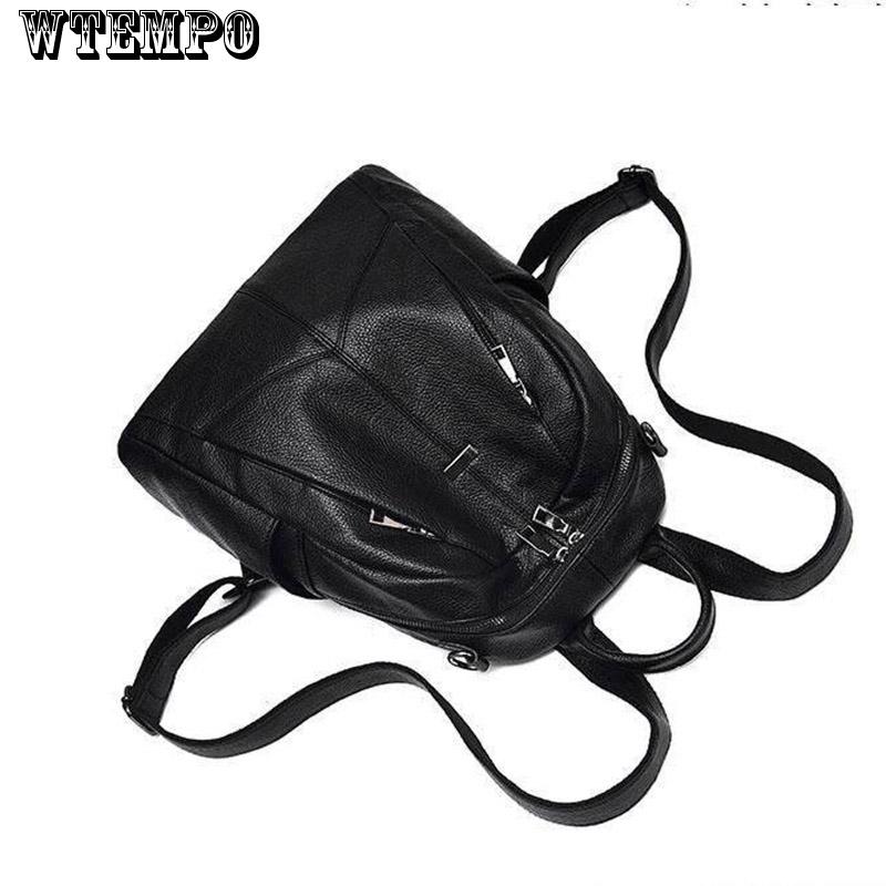 Backpack Female Trend Korean Wild Fashion Travel Bag Pu Soft Leather Lady Bag School Bag Backpack Female