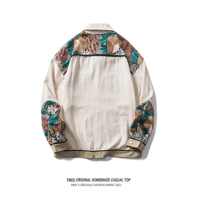 Chinese Embroidered Workwear Jacket Spring and Autumn Loose Lapel Youth Cardigan Top