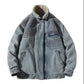 Winter Tide Brand Lamb Velvet Stand-collar Denim Cotton Jacket Men's Loose Thick Casual Couple Retro Tooling Cotton Jacket