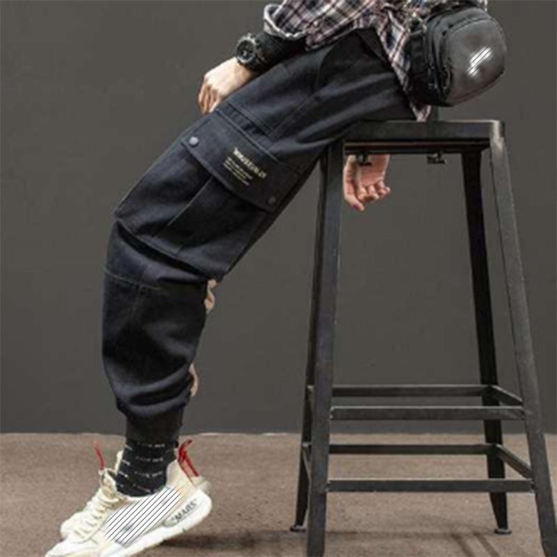 Cotton Retro Loose Hip-hop Ins Sports Pants Overalls Men's Contrasting Color Pockets Long Pants