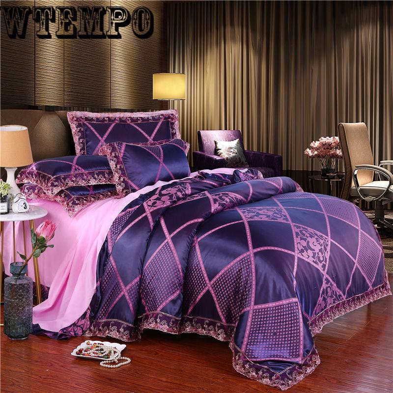 Bed Set Jacquard Home Textile Bedding Set Luxury Duvet Cover Bedclothes Bed Linens King Queen