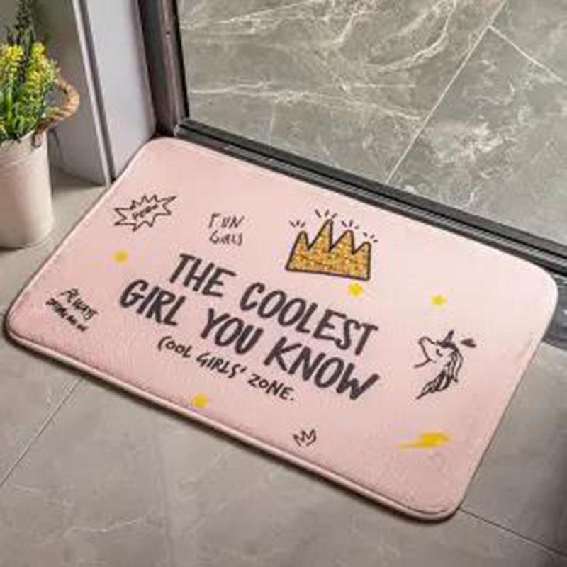 Flocking Bath Mat Home Decoration Door Mat Non-slip Absorbent Bathroom Doormat Super Soft Fiber Bath Rug