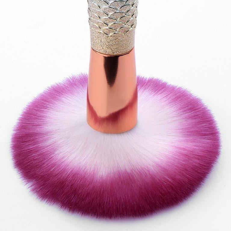Mermaid Tail Power Foundation Makeup Brushes Set Plaid Case Bag Portable Travel