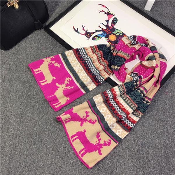 birthday present Winter warm Christmas gift Christmas dress up scarf Woman elk pattern Long scarf