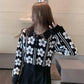 Autumn  Winter Design Sense Long-sleeved Wild Loose Jacquard Three-dimensional Flower Knitted Top Women