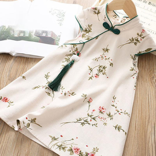 Girls' Dresses Summer Princess Dresses Big Children's Chinese Style Cheongsam Dresses Children's Summer Dresses