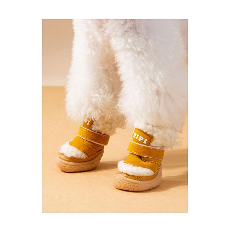 Dog Shoes Soft Sole Winter Foot Cover Set of 4 Teddy Anti-slip Cotton Shoe Cover Pet Small Dog Bichon Warm Cat Shoes Dog Wear-resistant Snow Boots
