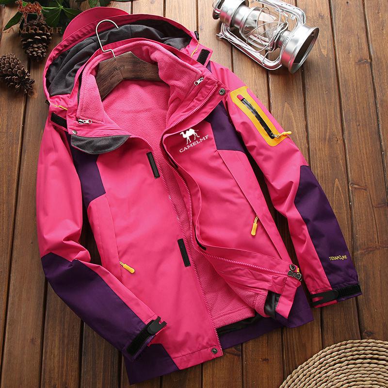 Winter Women's Jacket Hooded Detachable Two-piece Outdoor Mountaineering Suit Skiing Plus Velvet Thickening Couple Jacket