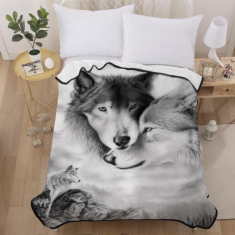 3D Couple Wolf  Animal Printed  Bedding  Blanket