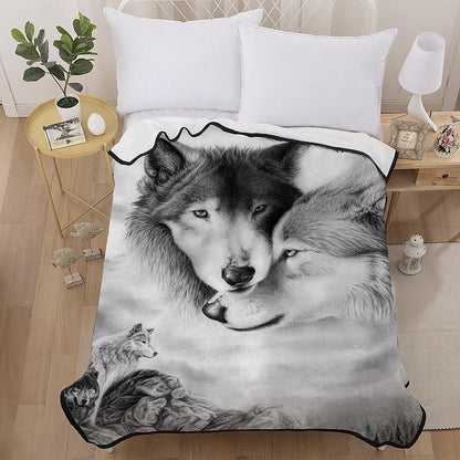 3D Couple Wolf  Animal Printed  Bedding  Blanket