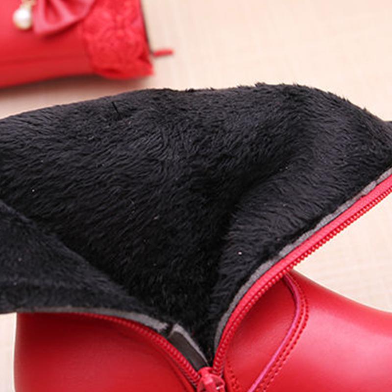 Girls' Boots Autumn Winter Korean Children's Single Boots Big Boys and Little Girls Boots Plus Velvet Princess Boots