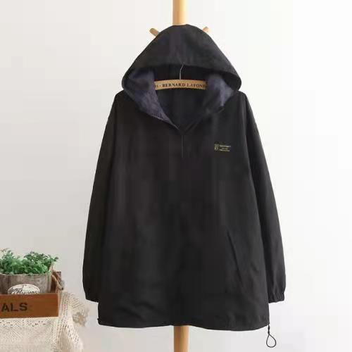 Prettylan Women Jacket Coat Pocket Zipper Hooded Two Side Wear Cartoon Print Outwear