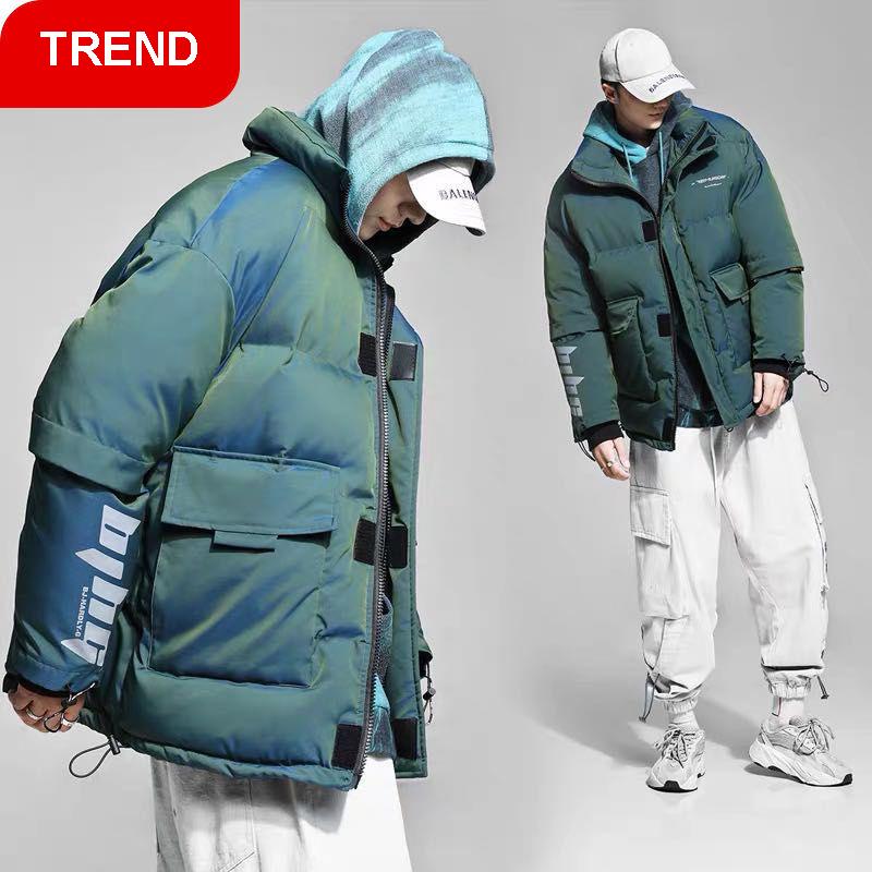 Winter Fashion Trend Short Glossy Men's Bread Wear Trend Couple Thicken Warm Comfortable Jacket