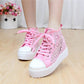 Cutouts Lace Canvas Shoes Hollow Floral Print Breathable Platform Women Casual Shoes Woman
