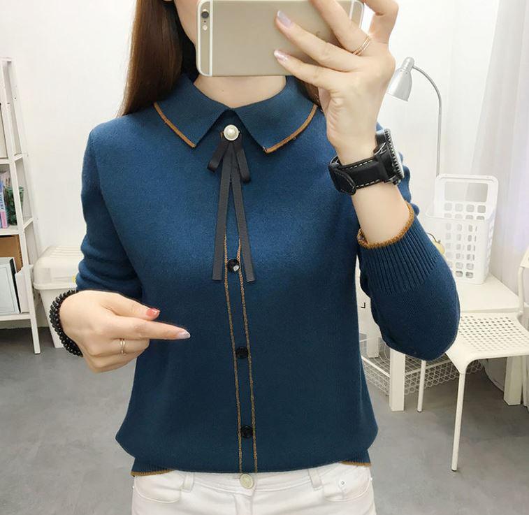 Winter Ladies Plush Thickening Sweater All-in-One Velvet Doll Collar Pearl Bottoming Shirt Elastic Slim Large Size Pullover