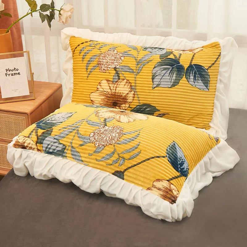 Coral Velvet Pillowcase Plus Velvet Thickening Single Double Pillowcase Double-sided Plush Pillow Core Set A Pair