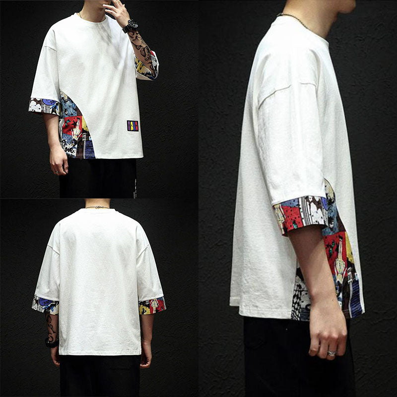 Spring and Autumn Round Neck T-shirt Half-sleeved Sweater Korean Version of The Pullover Bottoming Shirt Student Sweater Casual Men's Top