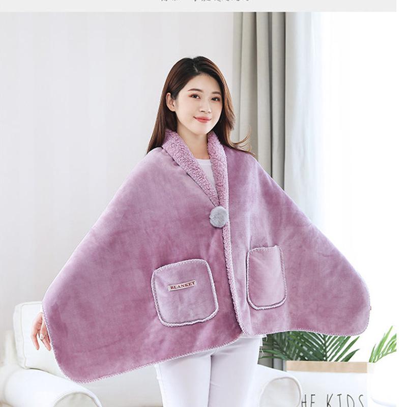 Multifunctional Artificial Lamb Velvet Blanket Lazy Blanket Coral Velvet Blanket Warm Small Woolen Blanket Office Lunch Break Shawl Blanket
