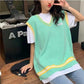 Spring and Autumn Sleeveless Knit Vest Vest Girl Student Loose All-match Sweater