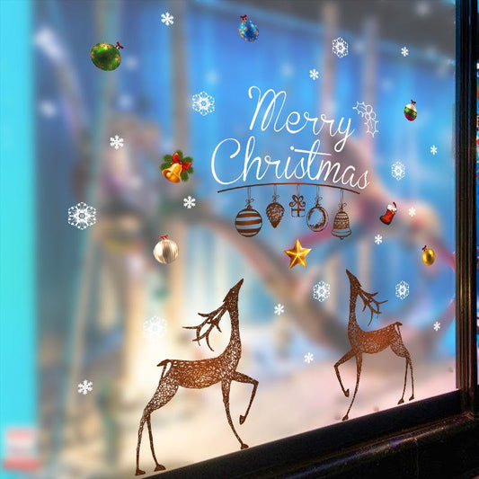 Celebrate Christmas Cartoon Wall Sticker Window Display Decoration PVC Waterproof Easy Wipe Sticker