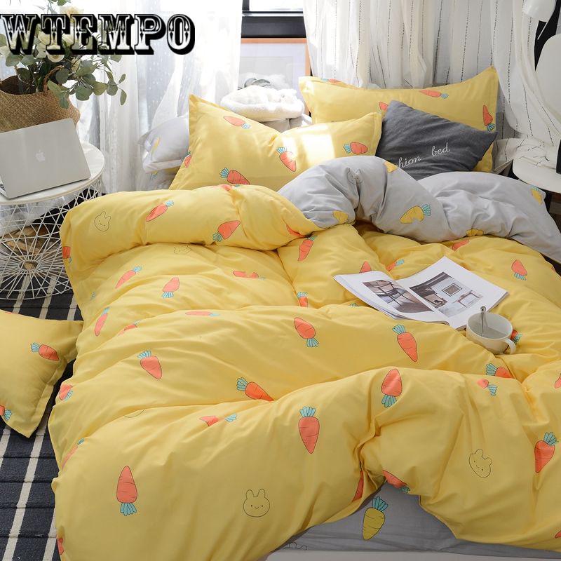 Bedding Set Nordic Cotton Duvet Cover Pillowcases Flat Fitted Bedsheet Twin Queen King Size