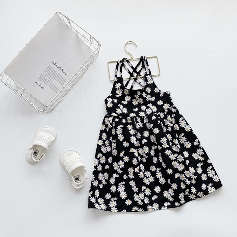 Children Dress Spring Summer Sling Kids Clothing  Baby Girls Clothing Broken Flowers Sleeveless Dress Girl