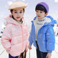 Girls Printing Plus Velvet Padded Cotton Jacket Hooded Winter Short Warm and Windproof Jacket