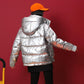 Fashion Bubble Coat Sequined Puffy Jacket Women's Down Coat Short Jacket Clothing with Hood
