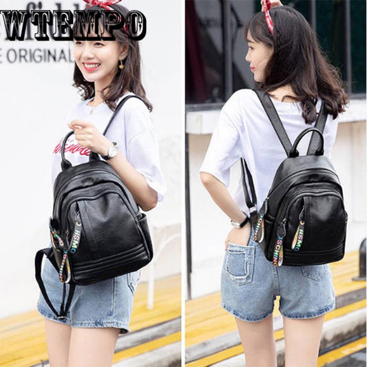 Women Backpack Leather Female Shoulder Bag Tassel Ladies Hand Bags Travel Bagpack Schoolbag Women