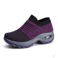 Women's Mid High-heeled Sneakers Casual Breathable Mesh Sports Shoes Running Flat Shoes Slip on Thick-soled Dance Shoes