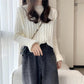 Autumn  Winter  Knitted Pullover Round Neck Versatile Thick Warm Woolen Sweater Bottoming Shirt  Vertical Stripes Loose