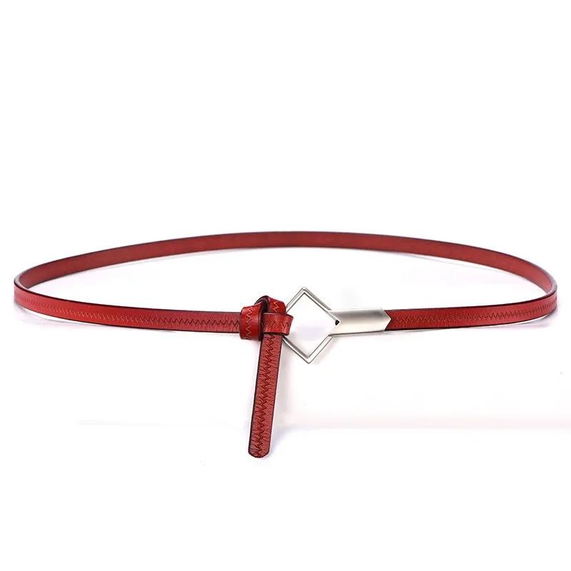 Ladies Leather Decorative Belt Knotted Cowhide Dress Thin Belt Korean Skirt Belt Girls Belt Decorative Belt