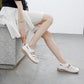 Office Ladies Spring Summer Large Size Breathable Flat Sandals Women's Autumn Solid Color Hollow Casual Leather Single Sandals