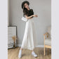 Chiffon Wide-leg Pants Female Students Korean Style Pants Women Loose  Thin Black High-waist Wide-leg Pants Nine-point Pants Women