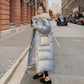 Shiny Down Cotton Jacket Fashion Color Hooded Jacket Winter Thicken Warm Long Over-the-knee Cotton Jacket Suitable for Women