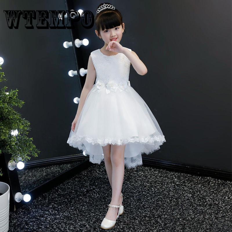 Girls Sleeveless Princess Dress with Flower for Children Clothes Kids Wedding Party Birthday Dresses