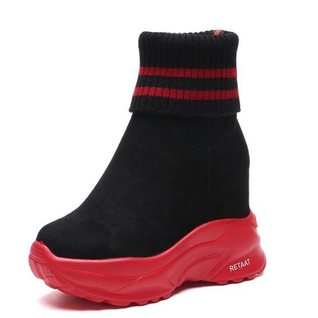 Thick-soled Ankle Boots Inner Heightening Suede Casual Snow Boot Plus Velvet Inner Martin Boots Women Soft Sole  Winter Footwear