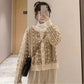 Retro Casual Round Neck Sweater Women's Cardigan Outer Wear Autumn  Winter Long-sleeved Loose Knit Top