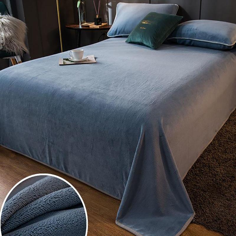 Large Milk Velvet Bed Sheet Coral Velvet Thick Warm Blanket Solid Color Pillowcase