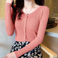 Spring and Autumn Fake Cardigan Sweater Ladies Thin Knit Sweater Slim All-match V-neck Bottom Shirt Long Sleeve Trend
