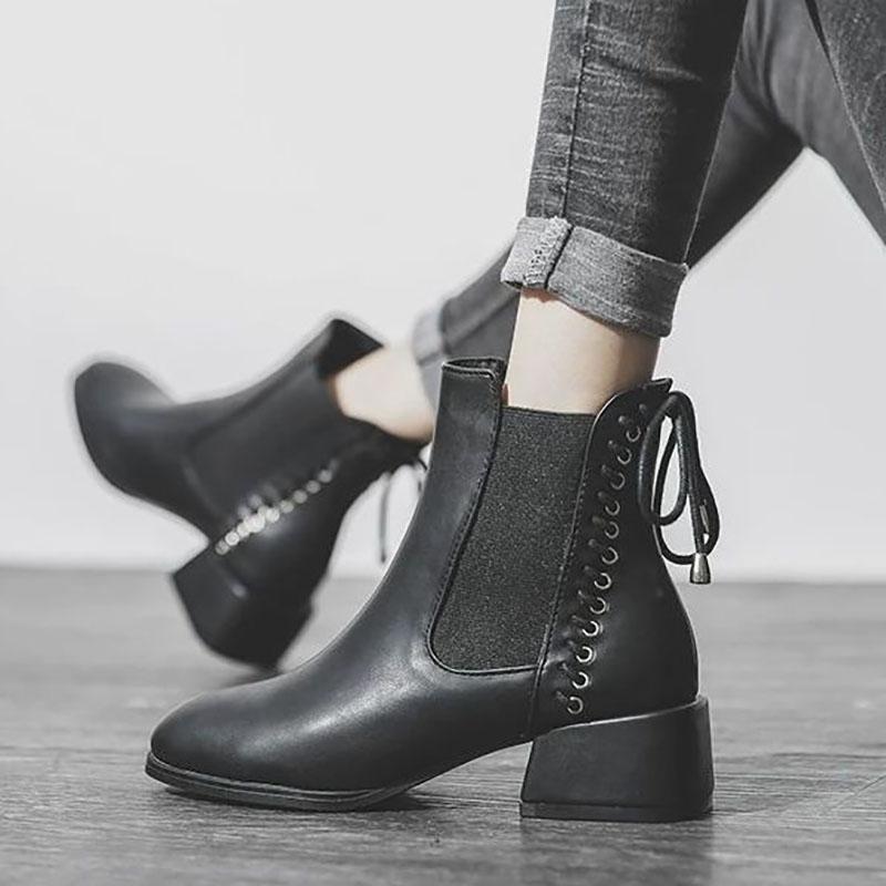 Boots Short Boots Women's Thick Heel Mid-heel Summer Spring and Autumn Single Boots Thin Section Martin Boots