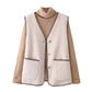 Lamb Plush Vest Female Autumn and Winter Temperament Outer Wear Fur Waistcoat Vest Vest V-neck Sleeveless Button Jacket